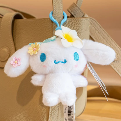 Sanrio Plush Doll Flower Series Cute Cinnamoroll Melody Plush Pendant Kawaii Hello Kitty Kuromi Plush Stuffed Doll Kid Xmas Gift