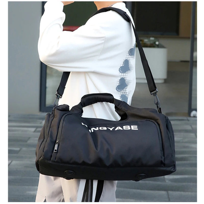 Gym Sports Bag for Men Waterproof Travel Fitness Duffle with Shoe Pocket Shoulder Tote Outdoors Weekend Luggage