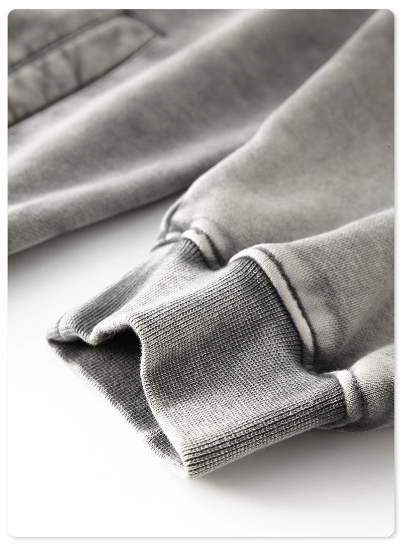 ZODF New Winter Washed Double Zipper Jackets For Men Unisex Loose Heavy Weight 450gsm Raglan Sleeve Cotton Coats HY0654