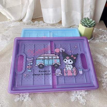 New Sanrio Japanese Cartoon Melody Coolomey Foldable Cosmetic Storage Box Plastic Cover Dust Proof Desktop Cover Sorting Box