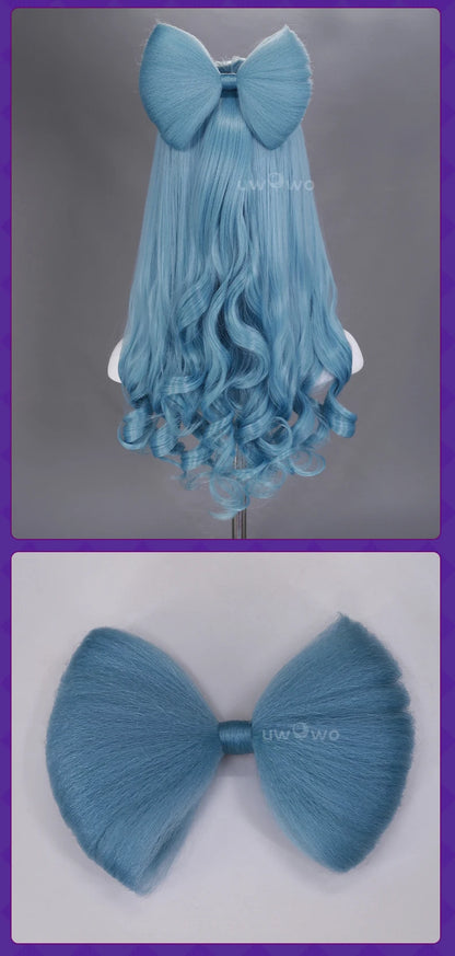 UWOWO Yumemizuki Mizuki Wig Game Genshin Impact Yumemizuki Mizuki Cosplay Wig With Bow Long Dark Blue Hair