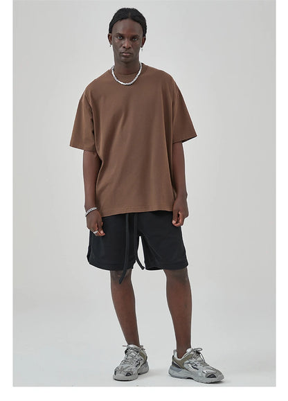 ZODF New Summer Solid Washed Cotton T-Shirts Streetwears For Men Unisex Retro High Street 275gsm Basic Tees Brand Tops HY0071