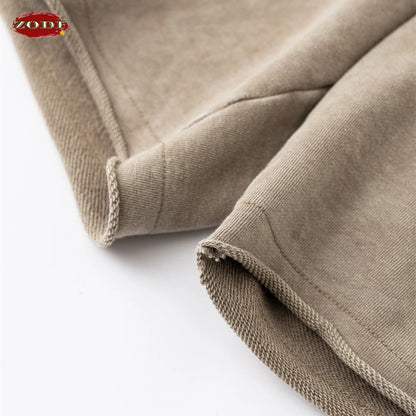 ZODF New 2025 Men Summer Loose Edge Washed Cotton Shorts Unisex Retro High Street Distressed 330gsm Shorts Brand Clothes HY1056