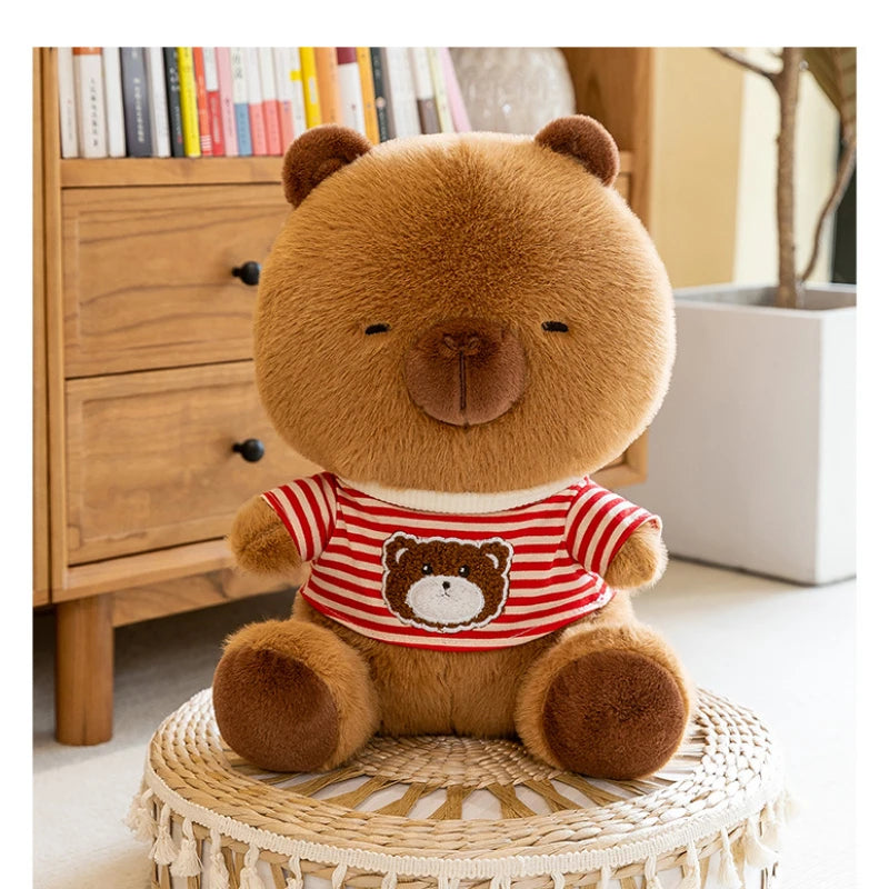 New black striped hoodie dolphin plush toy dress up Capibala sofa decoration room children's birthday Christmas surprise gift