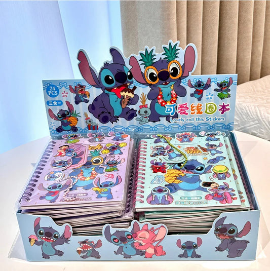 24pcs New Disney Stitch Cartoon Cute Handbag Coil Book Sticker Combination Book 27 Material Books Children'S Diy Handbag Gifts