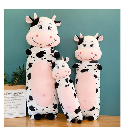 70cm-100cm Lovely Creative Milk Cow Plush Pillow Toys Soft Stuffed Cartoon Animal Cattle Doll Bedroom Sleeping Pillow Cushion