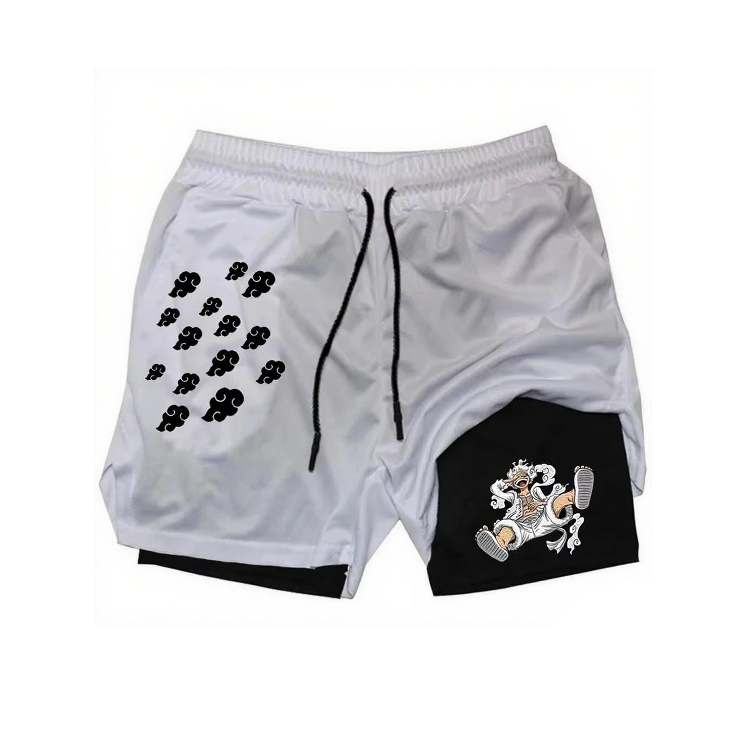 Anime One Piece Men's Shorts Quick-dry Double Layer 2-in-1 Pants Summer Graphic Print Workout Training Fitness Sports Gym Shorts