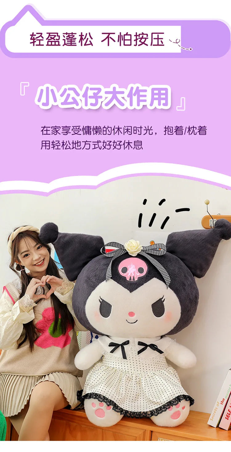 Sanrio Big Size 80cm Cute Kuromi My Melody Soft Stuffed Sofa Body Throw Pillow Plush Toys Dolls Kawaii Room Decor Holiday Gifts