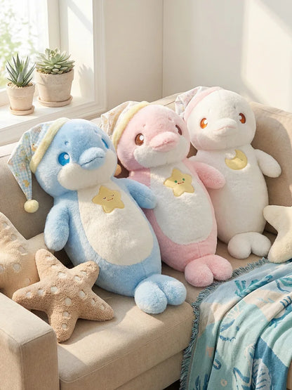 70cm Ocean Themed Decorative Pillow Chubby Dolphin and Seal Plushies Soft Toy Large Plush Sleeping Pillow Girl Boy Gift