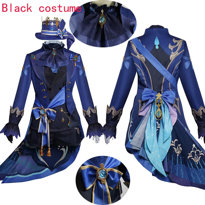Genshin Impact Furina De Fontaine Cosplay Costume Set Cotton Polyester