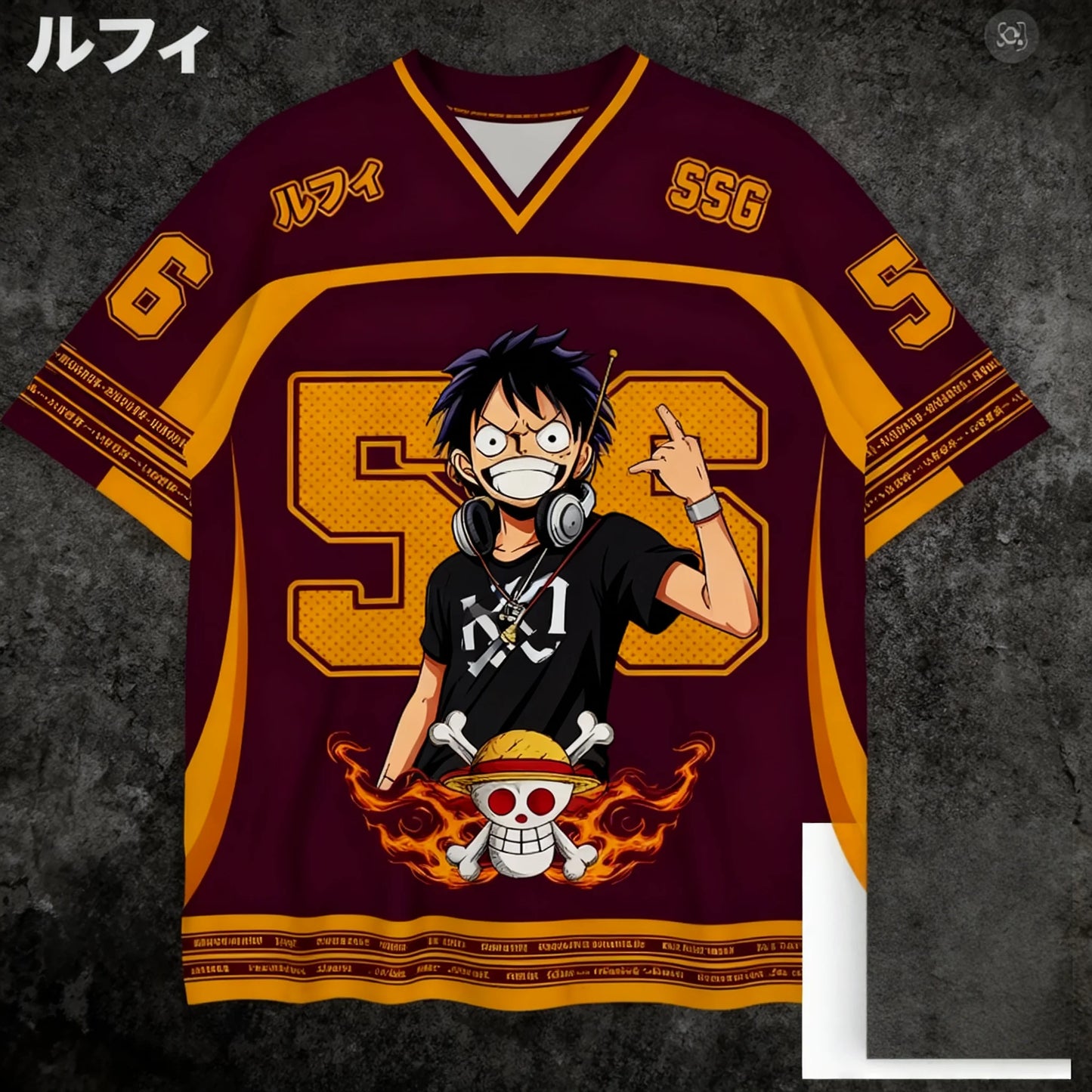 2526 New Bandai Anime One Piece Luffy Summer Jersey T-shirt Oversized 3D Adult and Children's Multifunctional Top Christmas
