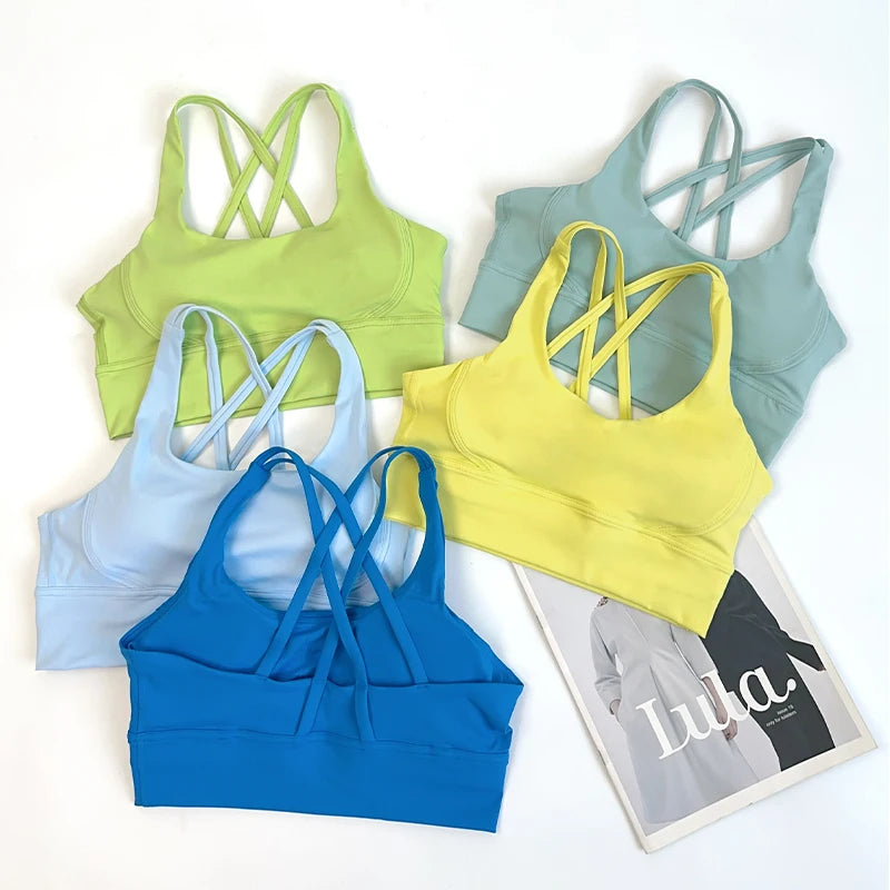 2 Pieces Yoga Shorts Gym Sports Sets Women Fitness Suits Cross Back Bra Top High Waist Shorts Running Workout Clothes Tracksuit