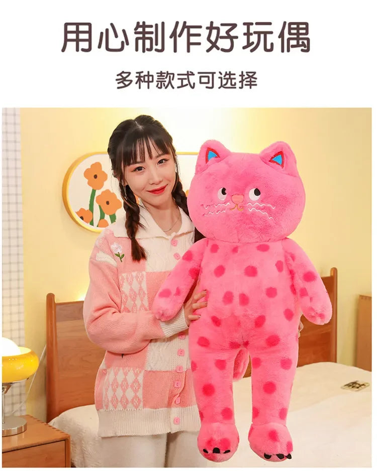 Cute Polka Dot Cat Plushie Doll Internet Famous Plush Toy Cat Doll Pillow Cushion for Girls Sleeping Gift Charming Skin-Friendly