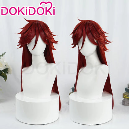 IN STOCK Grell Sutcliff Wig Anime DokiDoki Halloween Grell Sutcliff Cosplay 100cm Red Long Hair Free Cap