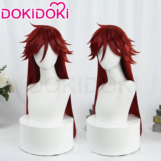 IN STOCK Grell Sutcliff Wig Anime DokiDoki Halloween Grell Sutcliff Cosplay 100cm Red Long Hair Free Cap