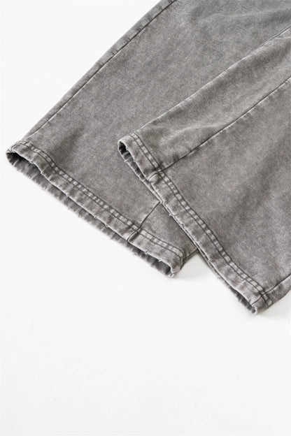 ZODF Retro 2024 Spring Men Washed Cotton Straight Pants Unisex Casual 330gsm Distressed Loose Trousers Brand Clothes HY0830