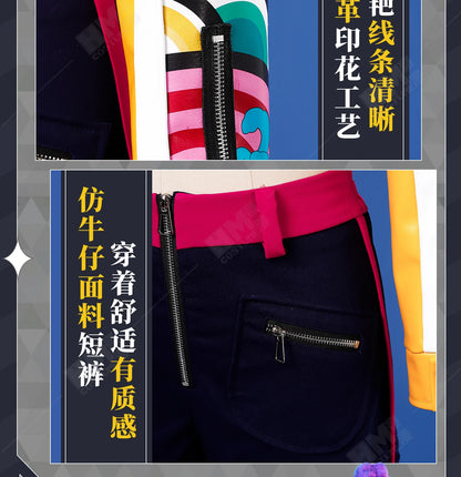 Anime KPop Demon Hunters Rumi Cosplay Costume Wig Yellow Leather Jacket Huntrix Uniform Halloween Party Women Girls Props iCoser