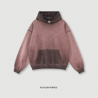 ZODF American Retro Washed Cotton Hoodie For Men Unisex Autumn High Street Oversized Knitted 380gsm Hooded Pullovers Coat HY0913