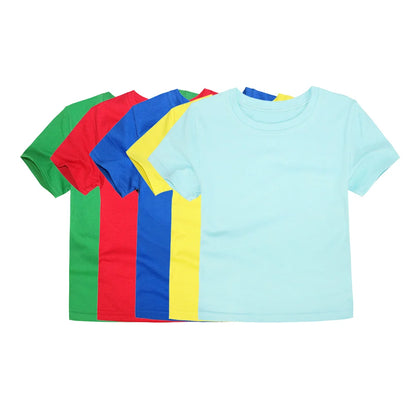 T Shirt Kids 100% Cotton Toddler Boy Tshirt Sport Fashion Teen Girl Tee 150 160cm Yellow Pink Summer Clothes Children's Clothing