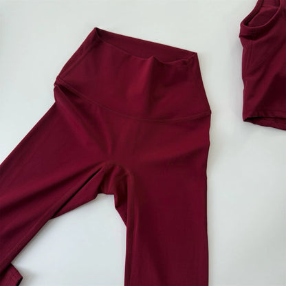 Women High Waist Seamless Yoga Pants Breathable Stretchy Running Cycling Leggings - Angora Red / S