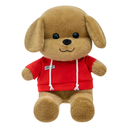 Kawaii Plush Dog Stuffed Animal Toy Hoodie Puppy Doll for Girls Soft Comforter Kids Birthday Christmas Gift Living Room Decor