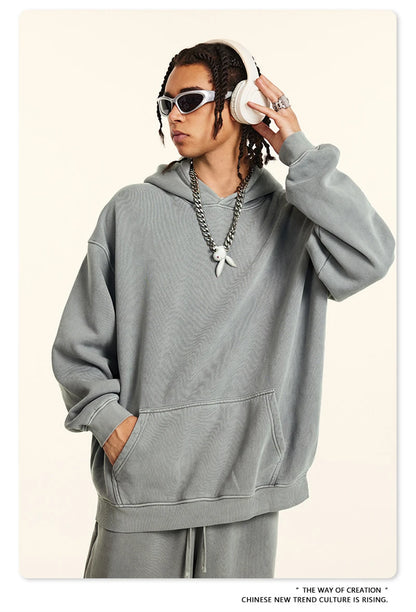 ZODF 2024 Winter Unisex Washed Fleece Hoodies 360gsm Warm Loose Retro Hooded Sweatshirts HY0870