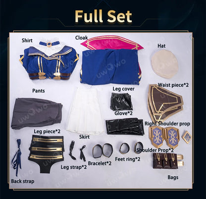 LAST BATCH UWOWO Caitlyn Cosplay Game LOL Caitlyn Arcane Commander Cosplay Costume With Cloak Hat Prop Halloween Costume
