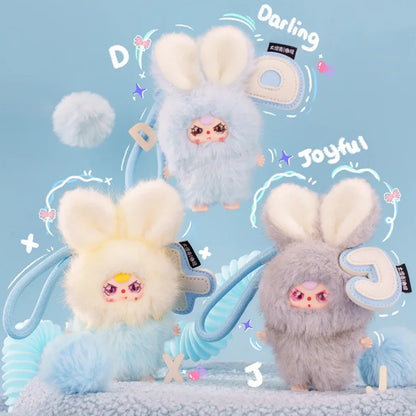 Baby Three Super Mini Bunny Series Mystery Blind Box Plush Keychain Pendant Collectible Soft Fluffy Doll Gift