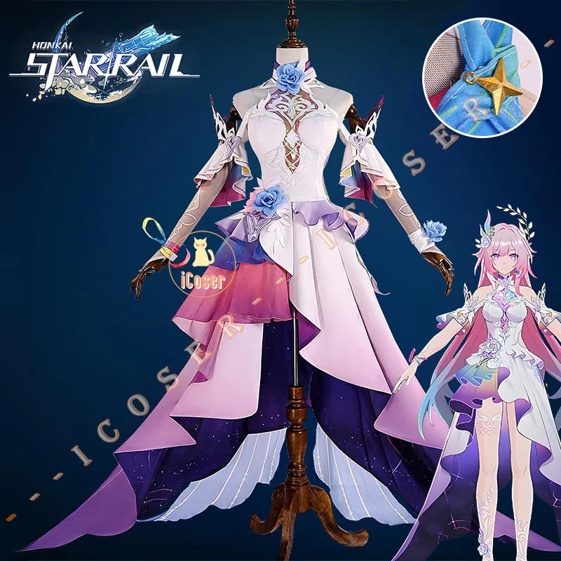 Honkai Star Rail Cyrene Cosplay Costume Wig Dress Headwear Earrings New Skin Outfit Elysia Amphoreus Halloween Party Women Girls