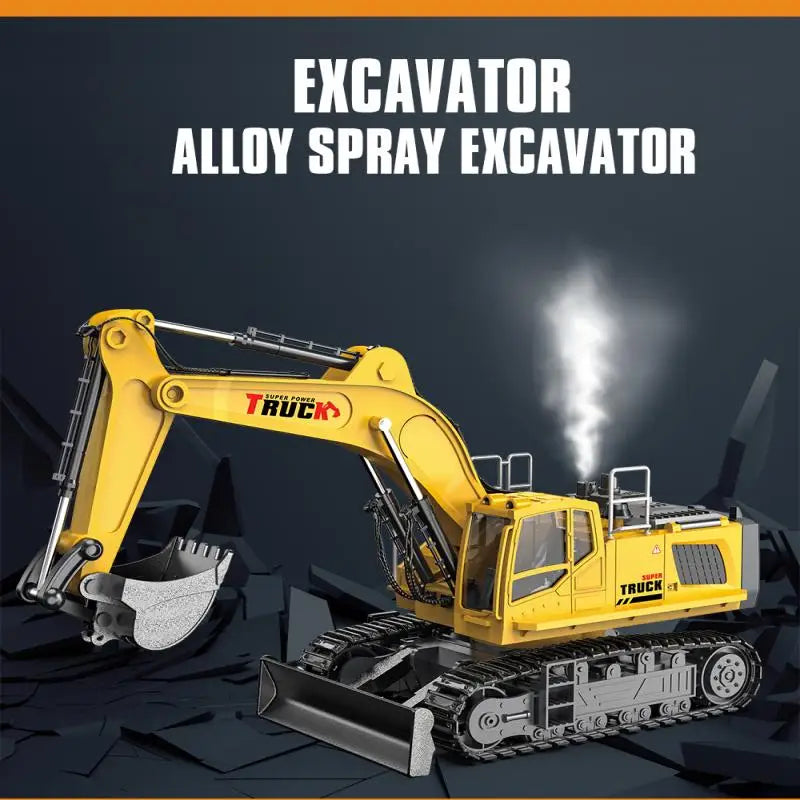 Alloy RC Excavator Truck Toy Remote Control Engineering Vehicle Electric Construction for Kids Boys Birthday Gift