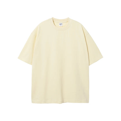 ZODF Summer Men 100% Cotton Solid Oversized Heavyweight 305gsm No-Shrink T-Shirt HY0165 - Beige / M / China Mainland
