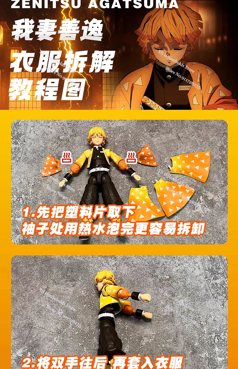 1/12 Scale Agatsuma Zenitsu Shf Anime Man Figure Mini Orange Kimono Coat Toys Clothes Accessory For 6" Soldier Body Decoration