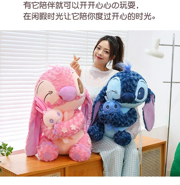 30/85cm Lilo and Stitch Disney Plush Toys Pink Kawaii Scrump Anime Cartoon Plushie Sakura Stich Dolls Soft Stuffed Gift for Kids