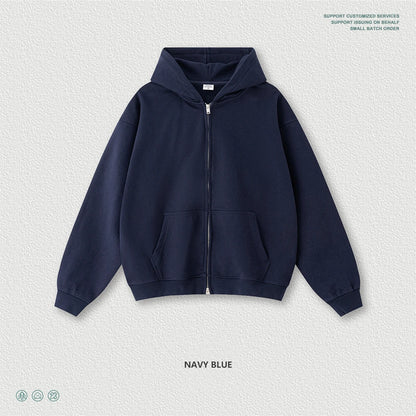 ZODF Trendy 2025 Heavy Weight 445gsm Zipper Hoodies For Man Unisex Casual Zip-up Hooded SweatShirts Coats HY1102