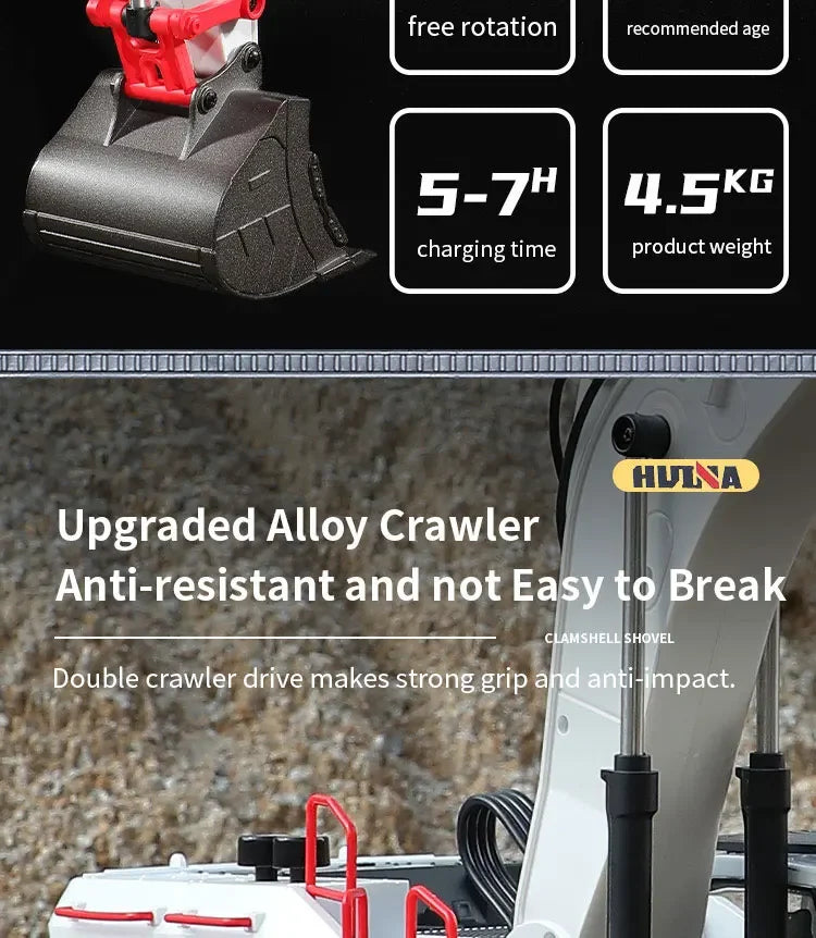 Huina 1594 22 Channels Large Remote Control Excavator 1/14 Electric Heavy Duty RC Excavator for Children Toys Model