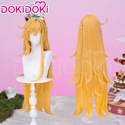 IN STOCK Escoffier Wig Game Genshin Impact DokiDoki Women Orange 80cm Long Hair Escoffier Cosplay Free Wig Cap
