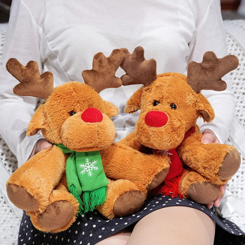 30CM Christmas Reindeer Scarf Plush Stuffed Doll Toy Home Sofa Decoration Gifts For Children New Year Decor Christmas Festive