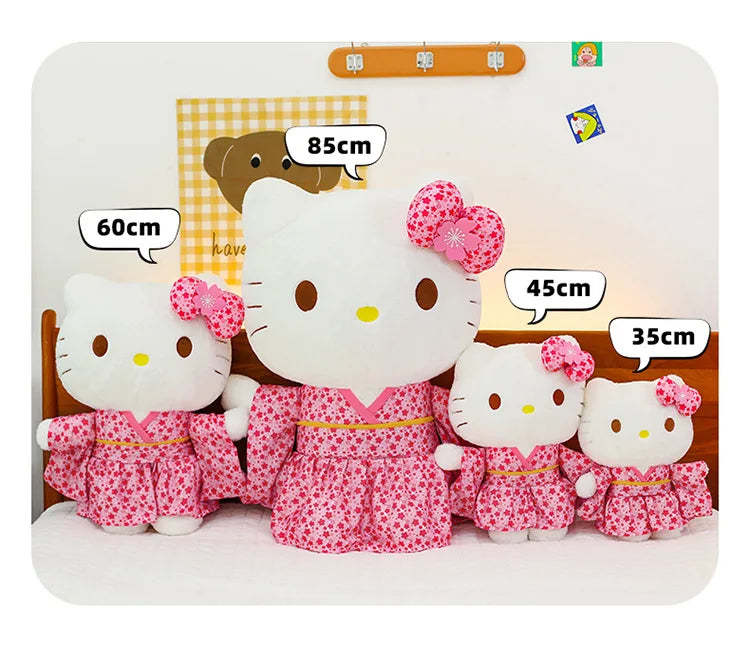 Sanrio Kawaii Hokkaido Japanese Kimono Hello Kitty Plush Toy Cute Sakura Kitten Stuffed Animal Kids Birthday Gift for Children