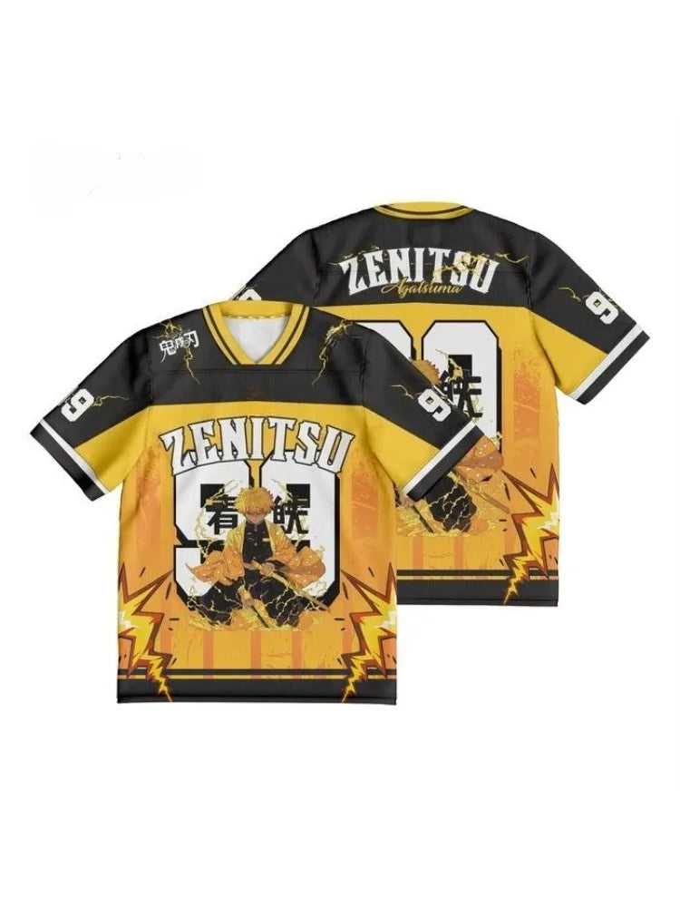 Demon Slayer Zenitsu Agatsuma Anime Series Number 99 Jersey Oversize Kpop Baseball Hockey Outfit T-shirt Daily Unisex Tops Tees
