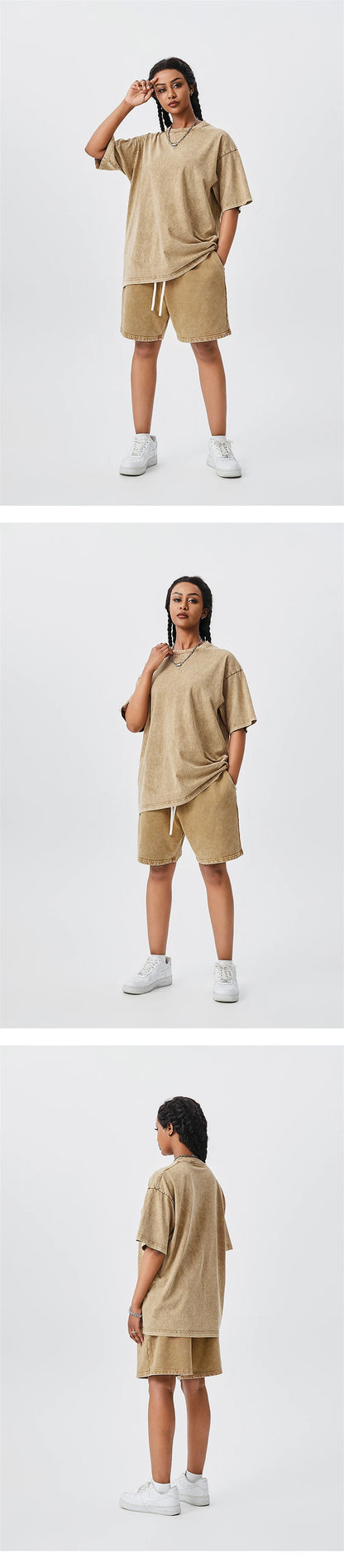 ZODF Men's Summer Batik Washed 250gsm T Shirts Retro Vintage Unisex Basic Loose Solid Cotton T-Shirt Brand Tops 2024 New HY0753