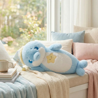 70cm Ocean Themed Decorative Pillow Chubby Dolphin and Seal Plushies Soft Toy Large Plush Sleeping Pillow Girl Boy Gift