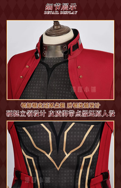 iCoser Honkai Star Rail Fate Archer Cosplay Costume Wig Uniform Red Coat Gloves Halloween Party for Women Girls Carnival Props