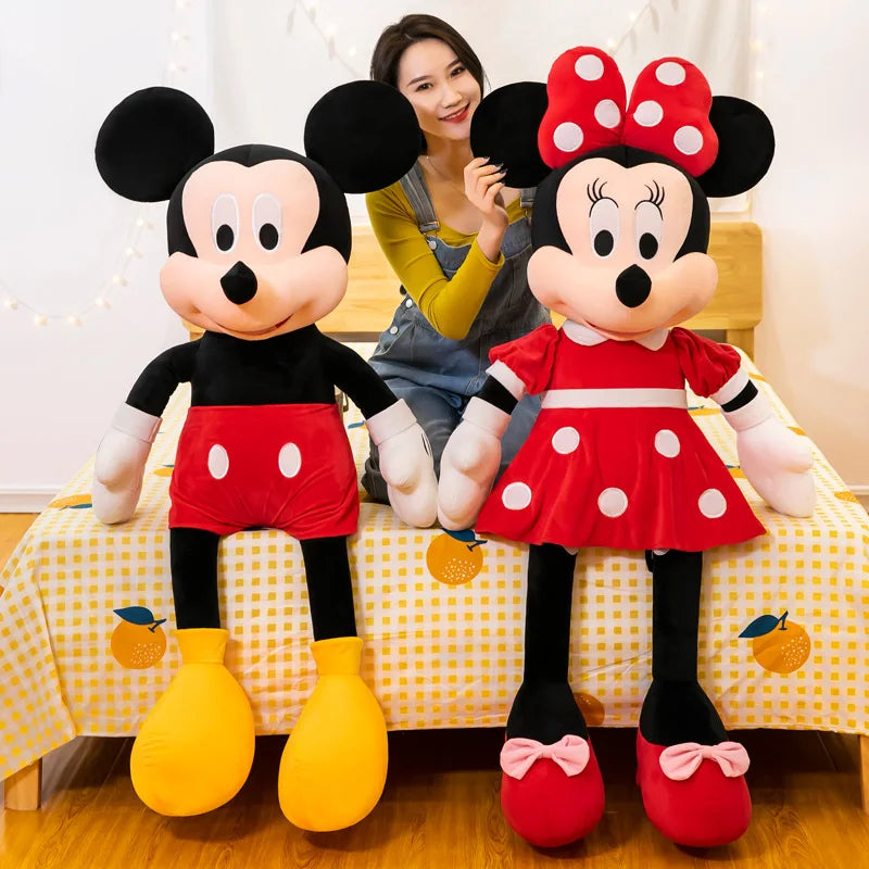 Disney 100cm Plush Mickey Minnie Doll Cartoon Cute Mouse Stuffed Toy for Kids Birthday Christmas Gift Large Hugging Pillow For