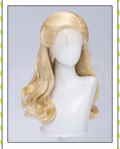 Glinda Elphaba Cosplay Wig Anime Wicked DokiDoki Front Lace Wig Golden Long 60cm Hair Glinda Cosplay Elphaba Hat Free Cap