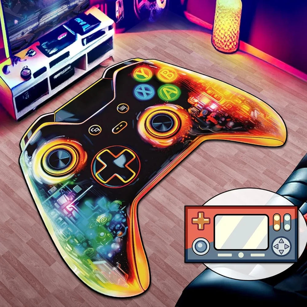 Creative Game Controller Area Rug Painted Gamepad Carpet for Teenagers Bedroom Game Player Room Kid Room Game enthusiast