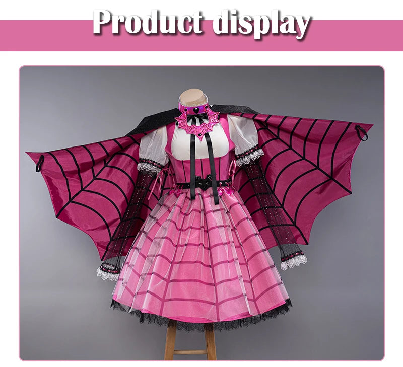 IN STOCK UWOWO Draculauraa Cosplay Costume Pink Suit Vampiree Female Little Devil Cosplay With Cape Hat Halloween Costumes Top