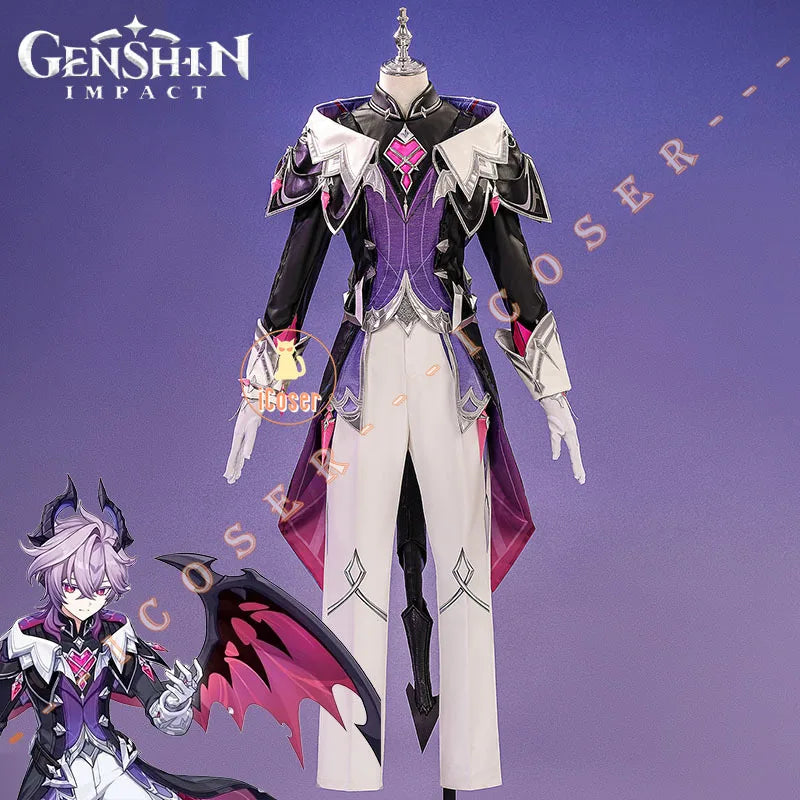 Genshin Impact Durin Cosplay Costume Wig Uniform Headwear Halloween Party for Women Men Girls Christmas Game Role Play Outfit