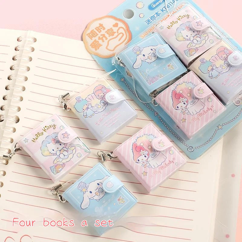 Sanrio Cartoon Mini Notepad Kawaii My Melody Kuromi Cinnamoroll Notebook Portable Pocket Hand Book Stationery Students Supplies