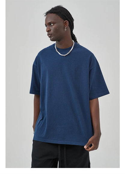 ZODF New Summer Solid Washed Cotton T-Shirts Streetwears For Men Unisex Retro High Street 275gsm Basic Tees Brand Tops HY0071