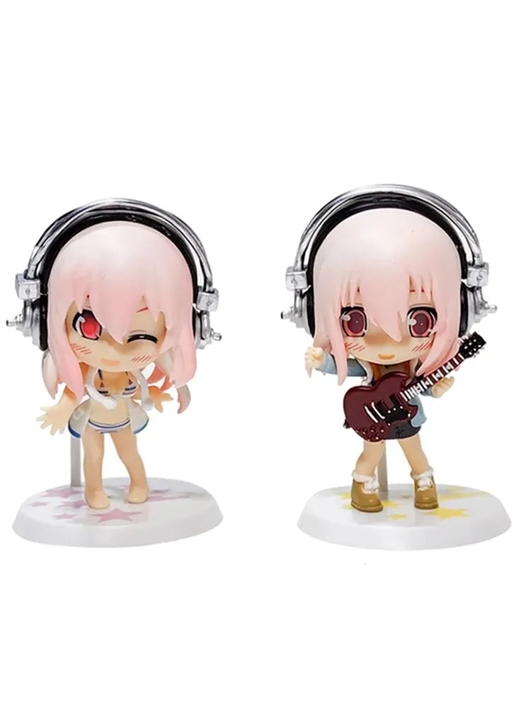 5 Styles Super Sonic Japanese Anime Character Model Super Sonic Work-set Collection Swimsuit Movable PVC Material 10CM Doll